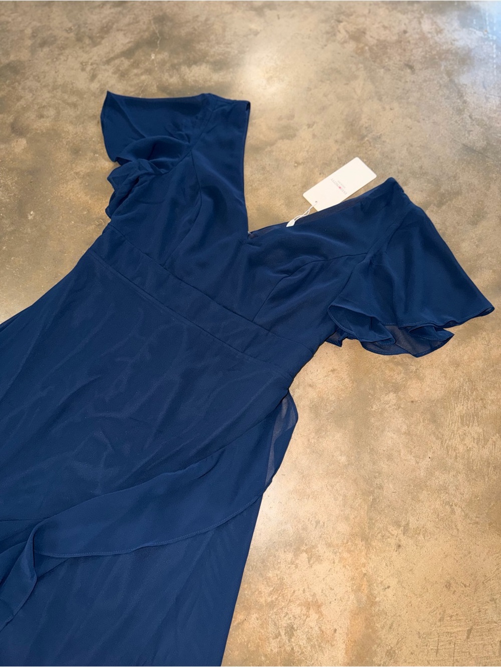 Ever Pretty Navy Charming Chiffon Bridesmaid Dress Lotus Leaf Hem NWT Size 10 - Picture 10 of 16